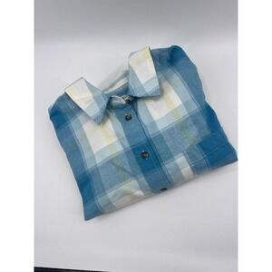 Universal Thread Blue Plaid Oversized Fit Button Up Shirt Women's Size L Cotton